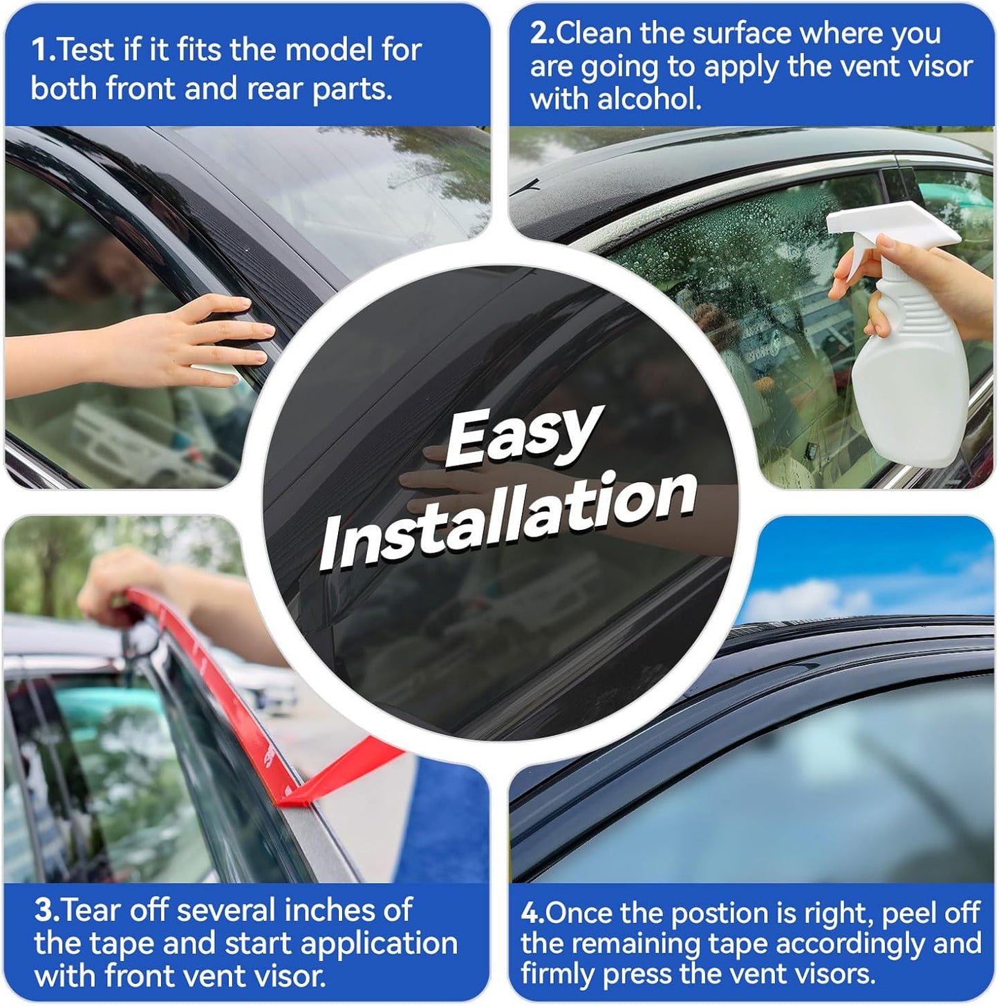 Window Visors Rain Guards for 2005 2006 2007 2008 2009 2010 Honda Odyssey, Out-Channel Window Vent Wind Deflectors Visors Shades for 05 06 07 08 09 10 Odyssey