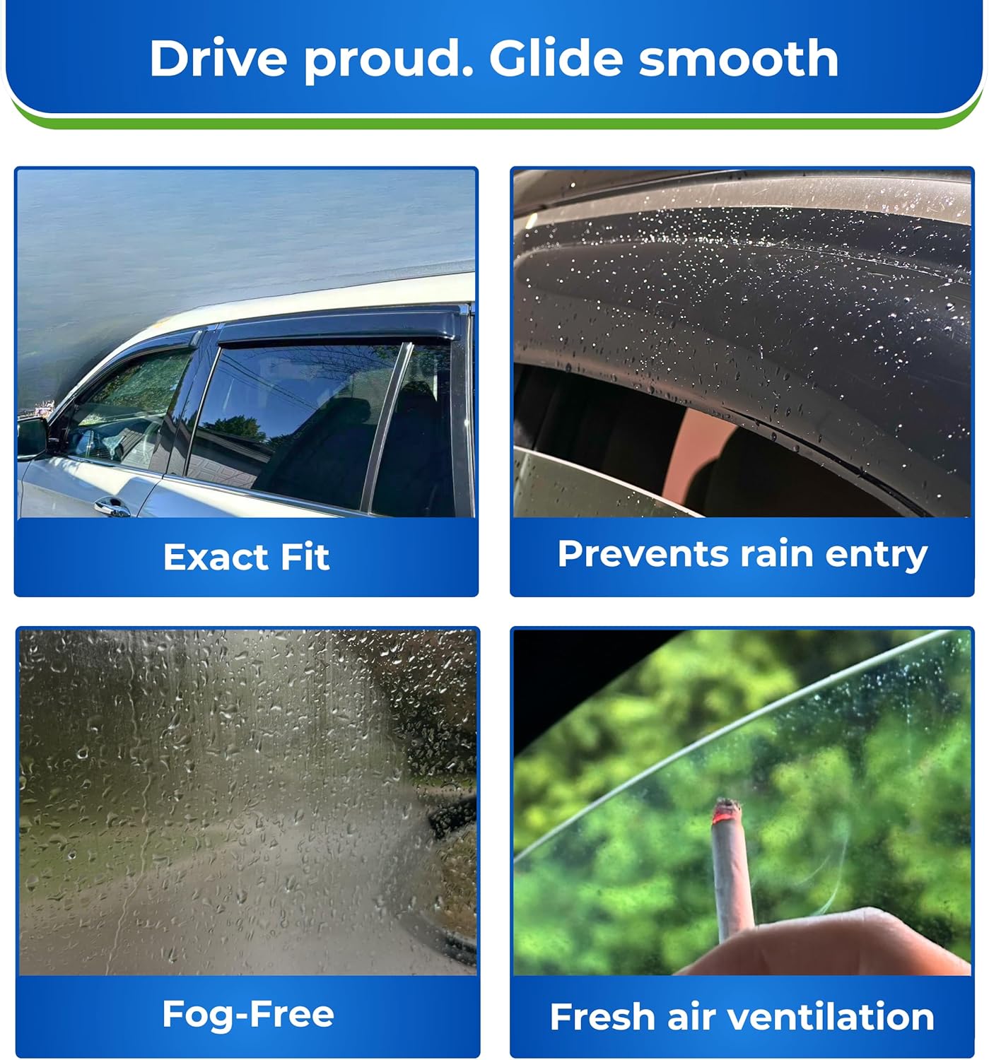 KPY Window Visor Compatible with Honda Odyssey 2005-2010, 4PC Rain Guard Side Window Vent Deflectors Tape-On Style, 2005 2006 2007 2008 2009 2010