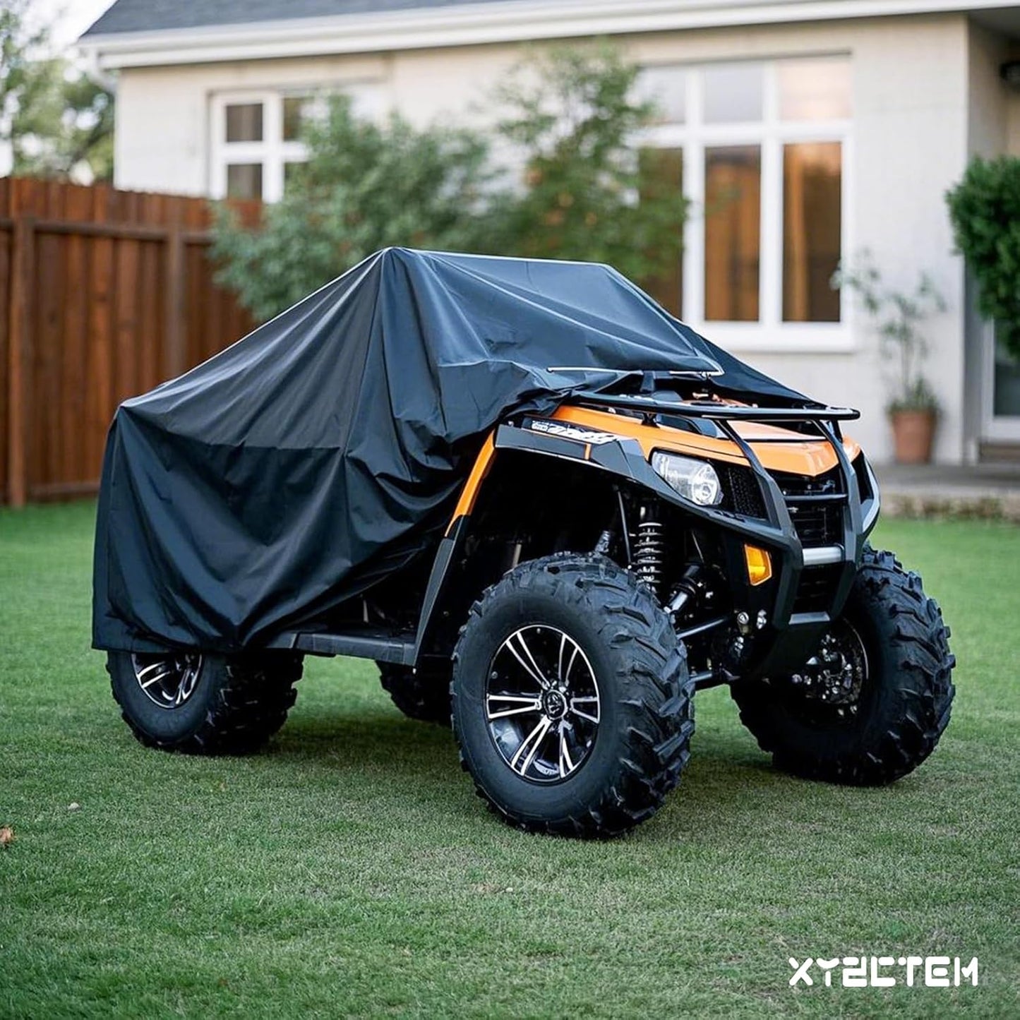 XYZCTEM Premium ATV Cover,210D Oxford Fabric Protection Against Water, UV, Wind. Quad Cover for Can-am,Suzuki,Kawasaki, Honda, Yamaha, Polaris,and More.4 Wheeler Accessories(Black,82 inch)