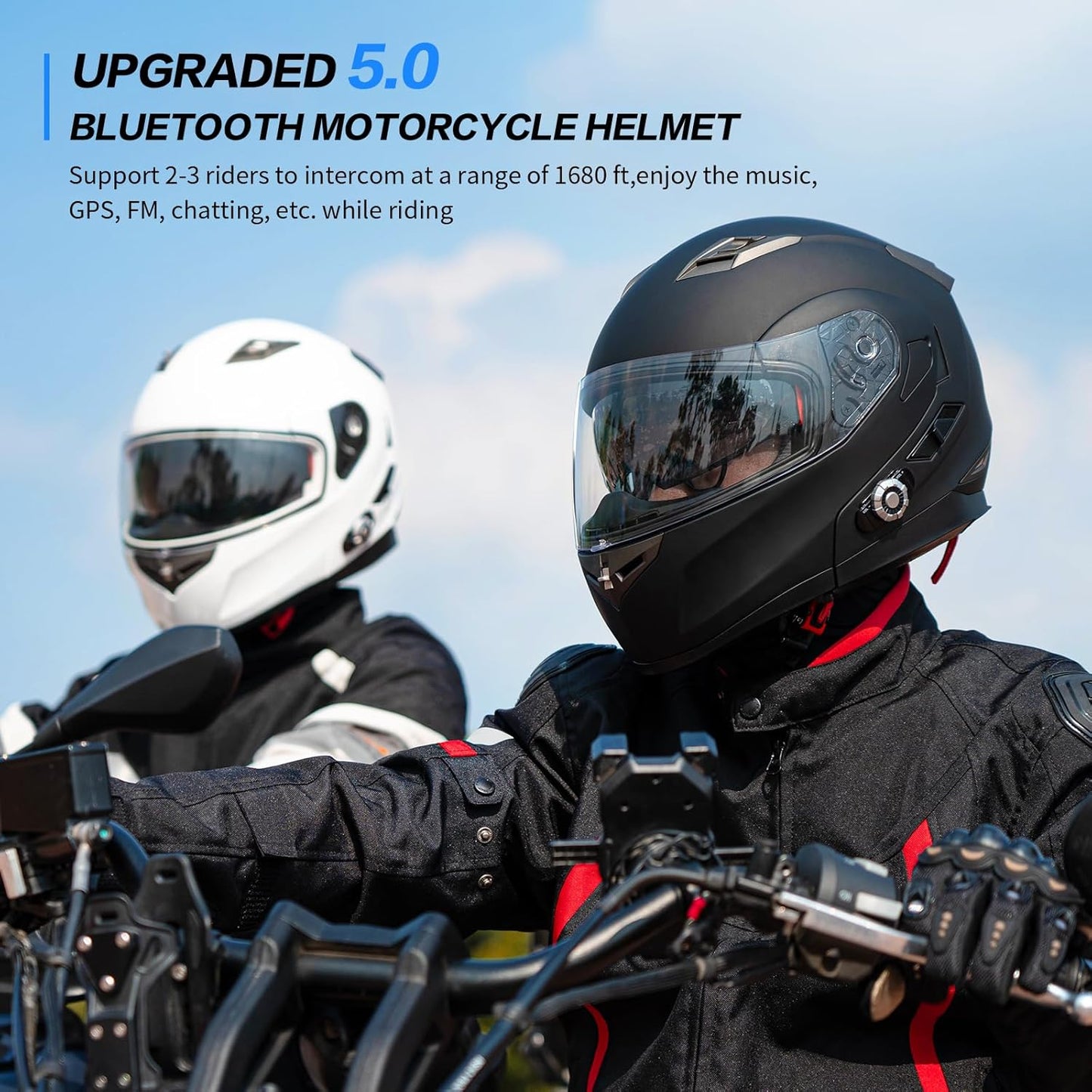 Motorcycle Helmet Bluetooth 5.0 Integrated New EPS FreedConn BM2-S Modular Flip Up Dual Visor Motorbike Helmet DOT FMVSS-218 Approved MP3 FM for Adults Men Women(Small, Matte Black)