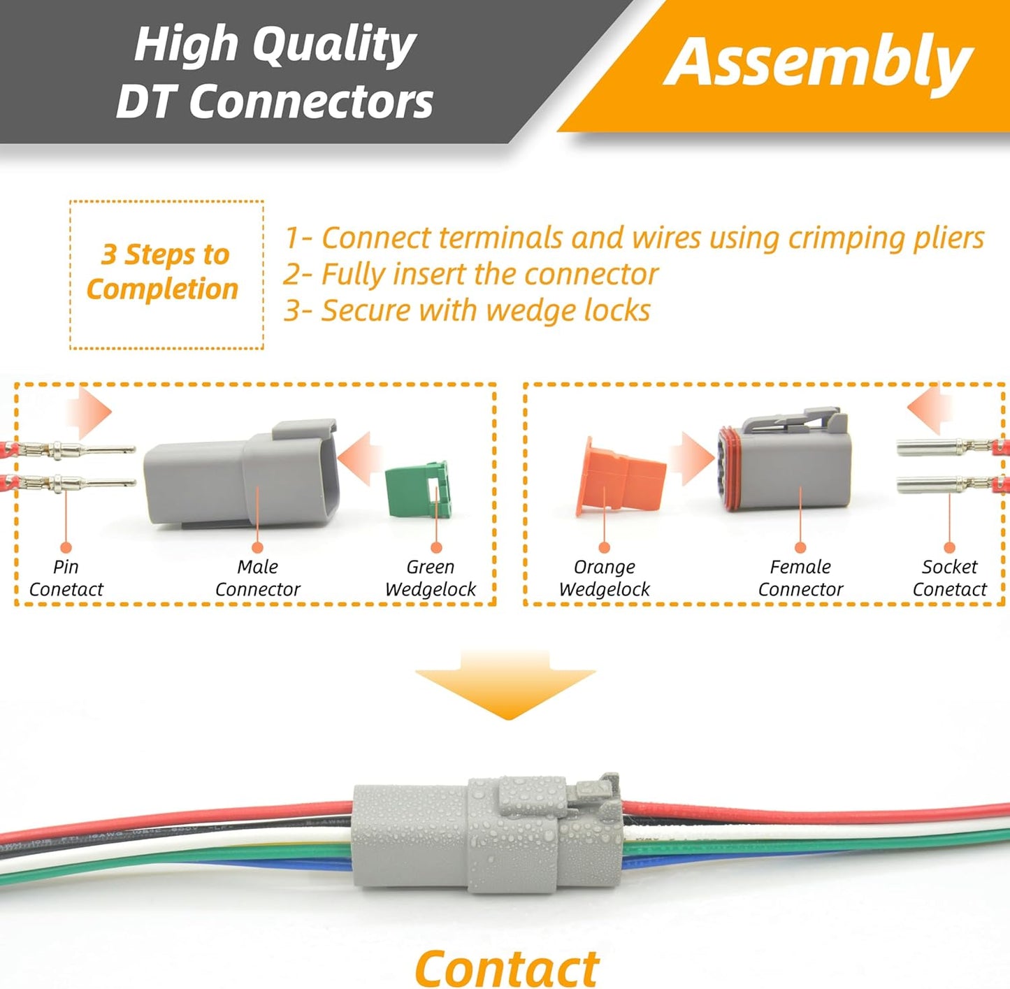 215 PCS Deutsch Connector Kit, DT 2 3 4 6 8 12 Pin Connectors, IP67 Waterproof Electrical Connectors Plug with 75 Pairs Size 16 Stamped Contacts for Car Truck Boat (2SETS 215PCS)