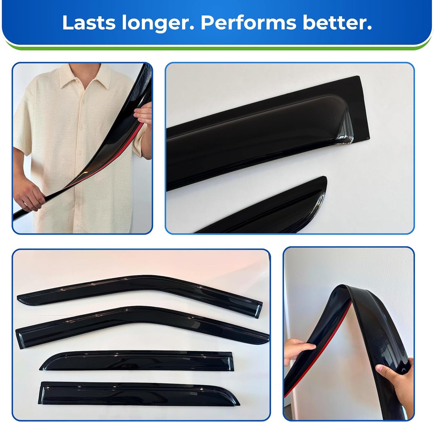 KPY Window Visor Compatible with Honda CR-V 2007-2011 (CRV), 4PC Rain Guard Side Window Vent Deflectors Tape-On Mugen Style, 2007 2008 2009 2010 2011