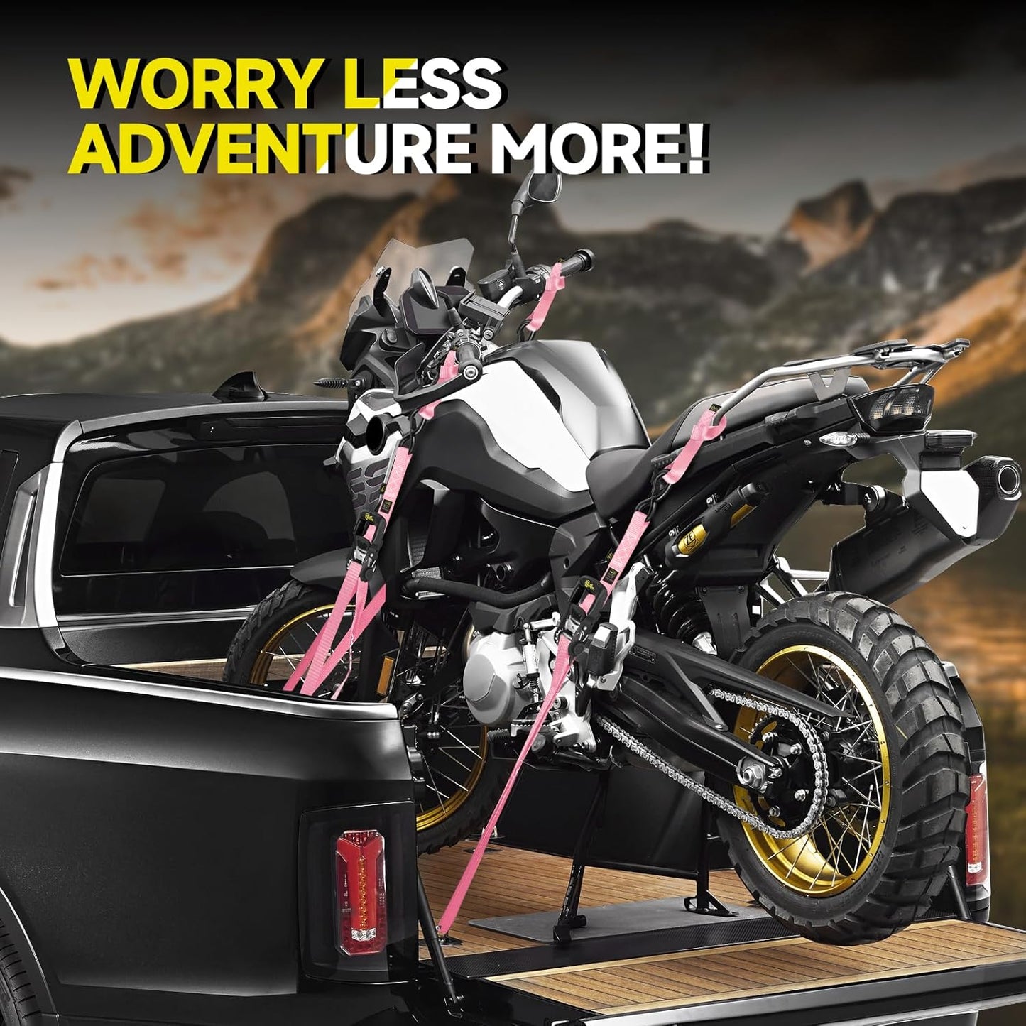 4Pcs 1.6”x 10FT Heavy Duty Ratchet Straps with Padded Handles+Coated S Hooks+Soft Loop Tie-Downs for Ratchet Strap Tie Down Kit-6000 Pound Break Strength（Pink）