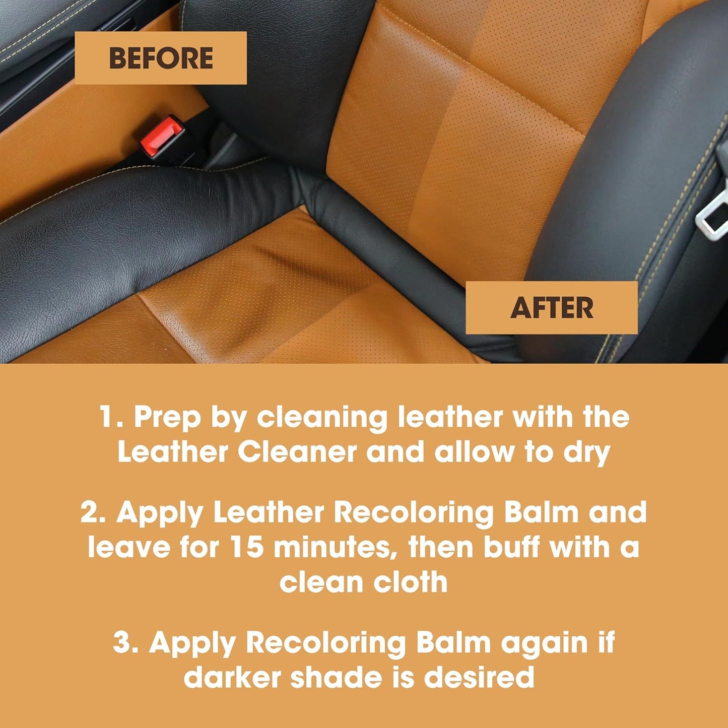 Furniture Clinic Leather Easy Restoration Kit | with Leather Recoloring Balm, Cleaner, Sponge, and Cloth | Repair Kit for Scratched and Faded Furniture (Dark Brown)