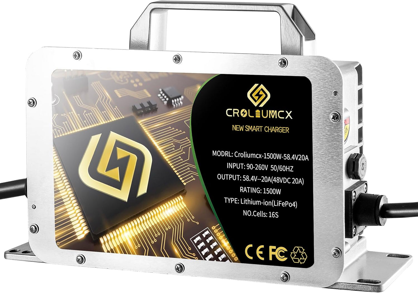 58.4Volt 20Amp Golf Cart Lithium Battery Charger LiFePO4 51.2V20A Matching 3-pin Round Plug Charges The Battery of ClubCar DS/Precedent Golf Carts 58V20A 51V20A 48V20A