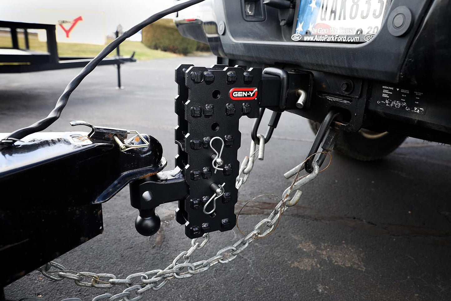 GEN-Y Hitch Solid Shank Adjustable Tow Hitch with Tri-Ball Mount for 2.5" Receiver - 10" Drop - 16,000 LB Towing Capacity - 1,600 LB Tongue Weight - Black