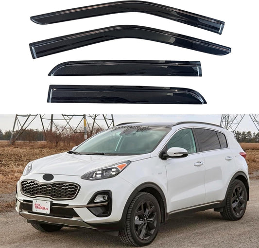 KPY Window Visor Compatible with Kia Sportage 2017-2022, 4PC Rain Guard Side Window Vent Deflectors Tape-On Mugen Style, 2017 2018 2019 2020 2021 2022
