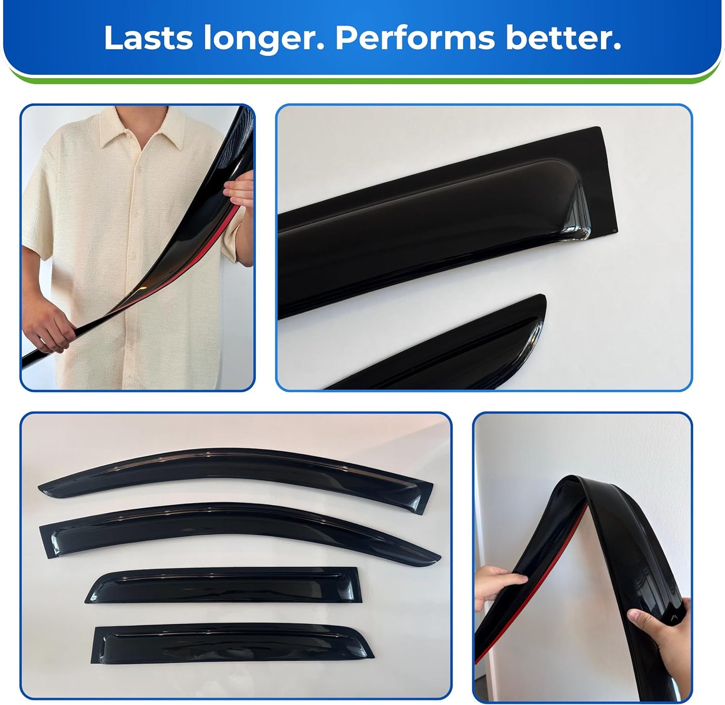 KPY Window Visor Compatible with Chevrolet Chevy & GMC C/K Series Extended Cab 1988-1999, 2PC Rain Guard Side Vent Deflector Tape-On Style, 1988 1989 1990 1991 1992 1993 1994 1995 1996 1997 1998 1999