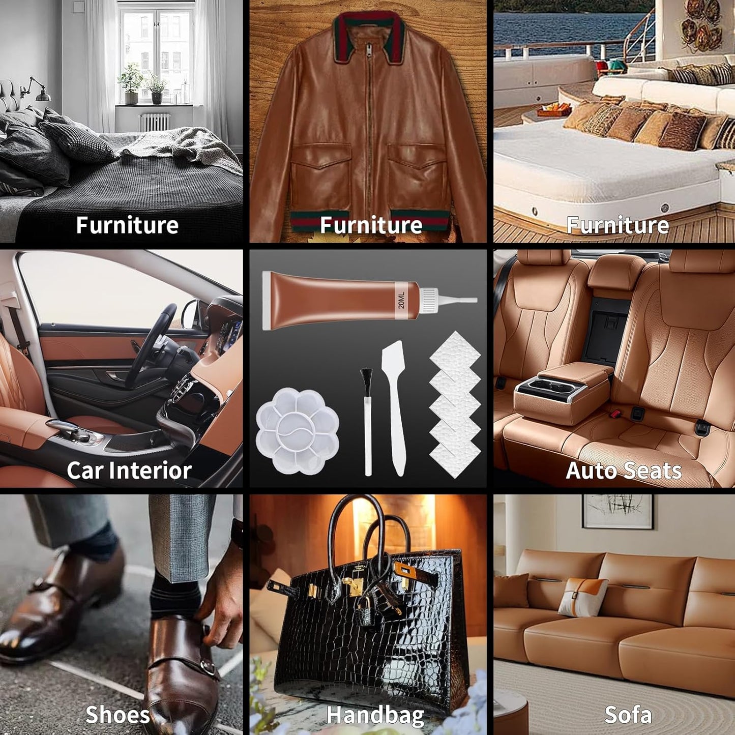 Advanced Leather Repair Gel, 2025 New Leather Repair Coloured Cream Gel, Upgrade Professional Leather Repair Kit for Car Seat Vinyl Repair Kit, Multifunctional Couch and Jacket Repair Kit (Beige)