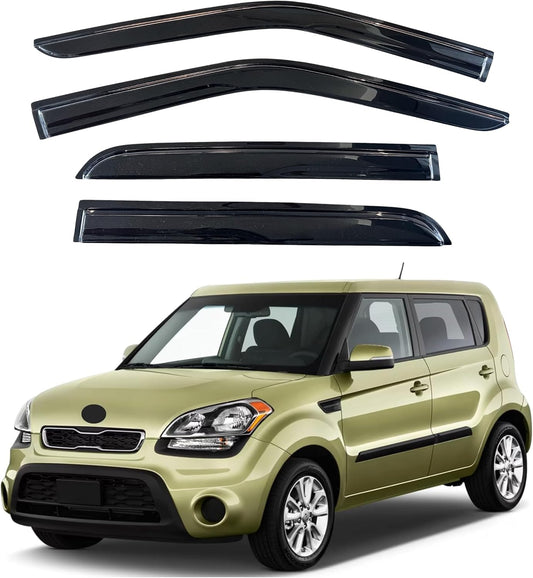KPY Window Visor Compatible with Kia Soul 2009-2013, 4PC Rain Guard Side Window Vent Deflectors Tape-On Mugen Style, 2009 2010 2011 2012 2013