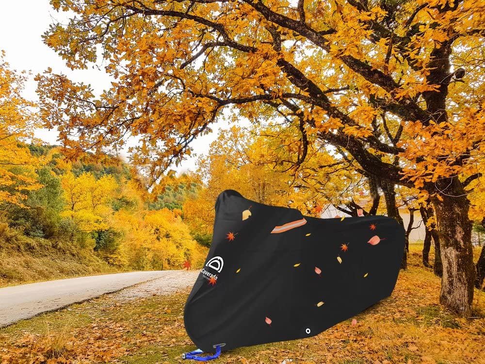 Motorcycle Cover Waterproof Outdoor 80 inches Length All Season Universal Protection, Coverado Scooter Covers with Inner Flame Retardant Fabric and Seam PU Tapes, Fit for Harley Davidsion Yamaha etc