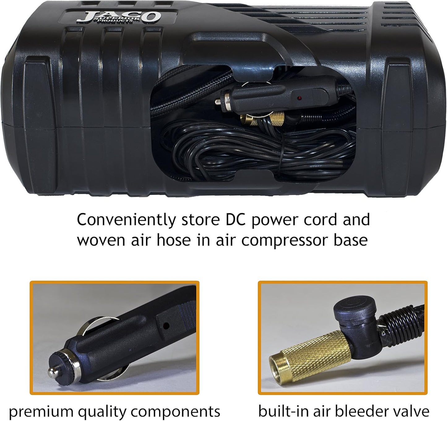 JACO SmartPro 2.0 AC/DC Digital Tire Inflator Pump - Automatic Portable Air Compressor - 100 PSI (12V DC, 110-120V AC)
