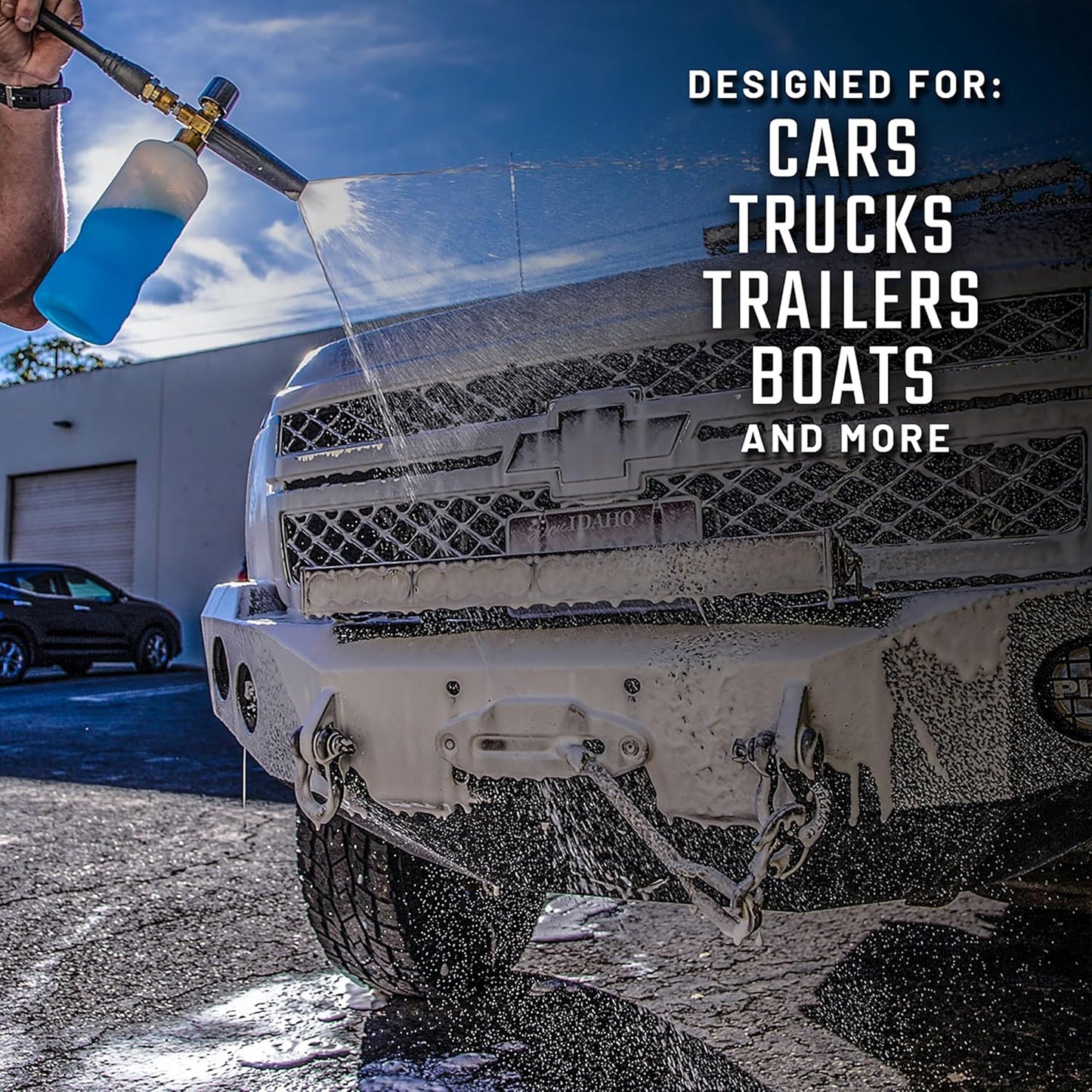 Slick Products Wash & Wax Extra Thick Foaming Cleaning Solution Motorcycle, Truck, Trailer, Boat, Car Wash Soap - Works With Foam Cannon, Foam Gun, Sprayers, Buckets, 64 oz., Tropical Scent