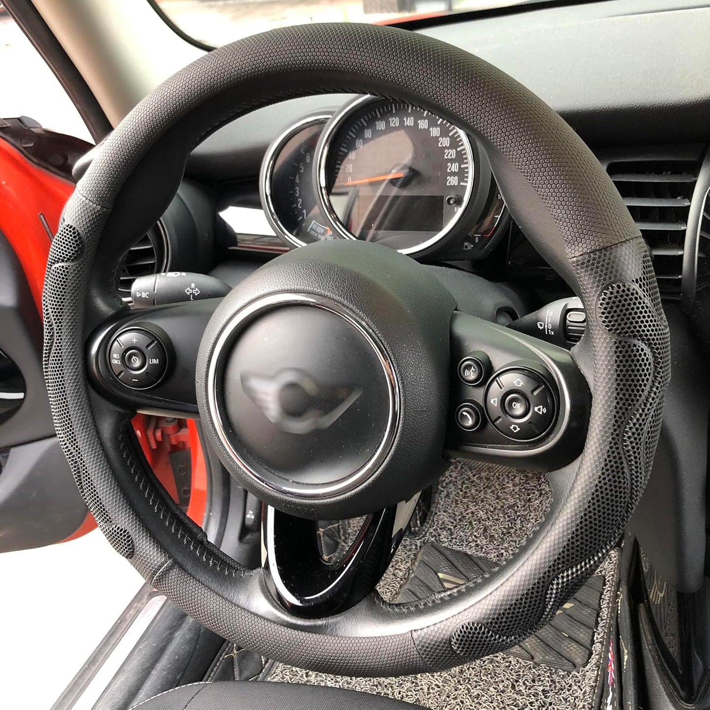 PINCTROT Large Size Comfy Grip Steering Wheel Cover, Anti-Slip Design, 15.5-15.75 Inch(Silicone Black)